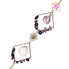 Iron Rhombus & Natural Amethyst Suncatchers HJEW-F025-04G-01-2
