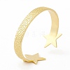 Rack Plating Brass Double Star Open Cuff Bangle for Women BJEW-I302-01G-3