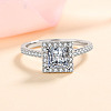 Square Rhodium Plated 925 Sterling Silver Pave 6.5x3.9mm Moissanite Finger Rings for Women WG02E28-08-1