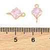 Brass Pave Cubic Zirconia Rhombus Connector Charms KK-P347-04G-5