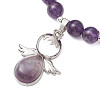 Natural Amethyst Stretch Bracelets with Angel Charms BJEW-JB11046-04-3