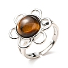 Natural Tiger Eye Adjustable Rings RJEW-P043-01P-18-4