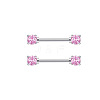 304 Stainless Steel Pink Cubic Zirconia Nipple Rings WGE5BE3-07-1