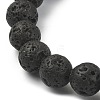 Natural Lava Rock & Black Agate Beaded Stretch Bracelet with Alloy Enamel Charms BJEW-JB09501-4