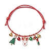 Christmas Tree & Candy Cane & Deer Alloy Enamel Charm Bracelets BJEW-JB10836-01-1