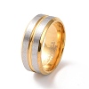 Two Tone 201 Stainless Steel Grooved Line Finger Ring for Women RJEW-I089-41GP-1