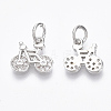 Brass Micro Pave Clear Cubic Zirconia Charms ZIRC-R109-016P-NF-1