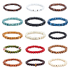 FIBLOOM 15Pcs 15 Style Round & Column & Disc Wood Beaded Stretch Bracelets Set BJEW-FI0001-26-1