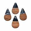 Transparent Resin & Walnut Wood Pendants RESI-N025-030-C01-2