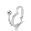 Crystal Rhinestone Wave with Round Ball Finger Ring RJEW-D120-11B-P-1