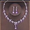 Teardrop Alloy Rhinestone Pendant Necklaces & Stud Dangle Earrings Sets FS-WGE9DA1-05-1