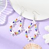 Baking Paint Glass Seed & Synthetic Turquoise Dangle Earrings for Women EJEW-JE07402-1