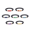 7Pcs 7 Style Natural Lava Rock & Wood  & Mixed Stone Round Beaded Stretch Bracelets Set BJEW-JB08837-4