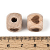Laser Engraved Beech Wood European Beads WOOD-T033-08B-3