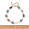 Raw Rough Natural Fluorite and Pearl Beaded Bracelets BJEW-JB14441-4