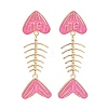 Alloy Enamel Dangle Stud Earrings EJEW-Z140-01G-4