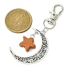 Alloy Moon & Wood Star Pendant Decorations HJEW-JM02180-02-3