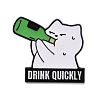 Drunk Cat Enamel Pins JEWB-I060-02EB-03-1