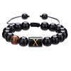 Natural Black Agate & Tiger Eye Round Beaded Adjustable Bracelets HL8029-24-1