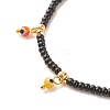 Glass Seed & Brass Braided Bead Anklet with Lampwork Evil Eye Charms AJEW-AN00484-01-4