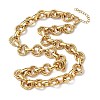 304 Stainless Steel Textured Double Ring Link Chain Necklaces NJEW-S453-02G-C-4