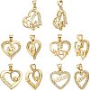  10Pcs 5 Style Brass Micro Pave Clear Cubic Zirconia Pendants ZIRC-NB0001-76-1