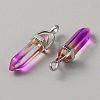 Glass Double Terminal Pointed Pendants LS-G-WH0016-41D-2