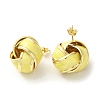 Real 18K Gold Plated Brass Enamel Stud Earrings for Women EJEW-M251-09G-01-2