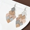 430 Stainless Steel Rhombus Dangle Earrings EJEW-A137-01P-02-3