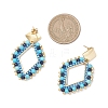 Rhombus Mixed Stone & Glass Seed Beads Dangle Stud Earrings EJEW-MZ00666-03-3