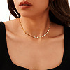 925 Sterling Silver Flat Sequin Chain Necklaces for Women NJEW-H048-01G-2