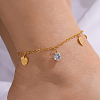 Fashionable Adjustable Brass Clear Cubic Zirconia Heart-shaped Charm Anklets for Ladies YI0803-3