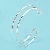Rack Plating Brass Double Lines Cuff Bangles for Women BJEW-M304-01S-1