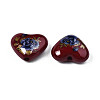 Flower Printed Opaque Acrylic Heart Beads SACR-S305-28-L01-3