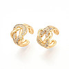 Brass Micro Pave Clear Cubic Zirconia Cuff Earrings KK-T074-31G-2