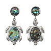 Turtle Natural Paua Shell Stud Dangle Earring EJEW-JE07138-3