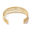 Titanium Steel Hollow Striped Open Cuff Bangles for Women BJEW-G719-07G-3