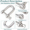 304 Stainless Steel D-Ring Anchor Shackle Clasps STAS-WH0033-56A-5