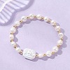 Natural Cultured Freshwater Pearl & Baroque Pearl Keshi Pearl Beads Stretch Bracelets for Women BJEW-JB13513-1