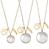 3Pcs 3 Sizes Wing Paw Print 304 Stainless Steel & Glass Flat Round Pet Fur Locket Pendant Necklaces NJEW-DR00019-1