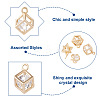 Jewelry 16Pcs 4 Style Brass Clear Cubic Zirconia Charms ZIRC-PJ0001-08-4