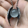 Alloy Angel Wings with Glass Sphere Pendant Necklaces FS-WGA1663-01-1