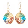 Natural & Synthetic Mixed Gemstone Chips Braided Ring with Tree of Life Dangle Earrings EJEW-JE04878-03-2