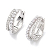Two-layer Brass Micro Pave Clear Cubic Zirconia Hoop Earrings EJEW-C181-03P-4