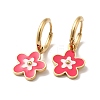 Enamel Sakura Flower Dangle Hoop Earrings STAS-H175-21G-A-1