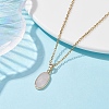 Natural Rose Quartz Oval Pendant Necklace NJEW-JN04487-01-2