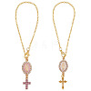 2Pcs 2 Colors Alloy Enamel with Rhinestone Pendant Decorations HJEW-DR00209-1