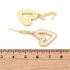 Heart Brass Micro Pave Clear Cubic Zirconia Dangle Stud Earrings KK-D363-12C-G-3