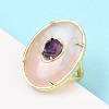 Natural Rose Quartz & Amethyst Oval Cuff Rings G-P599-01G-03-2