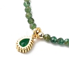 Cubic Zirconia Teardrop Pendant Necklace with Natural Emerald Quartz Beaded Chains NJEW-JN04121-05-6